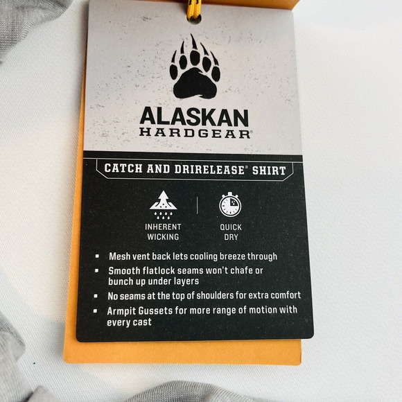 Mens L Alaskan Hardgear Fishing Catch & DriRelease‎ Shirt Gray Short Sleeve - Picture 7 of 8